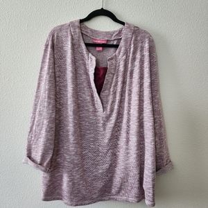 Woman Within 22/24 1X Mauve V-NECK Sweater Material Top